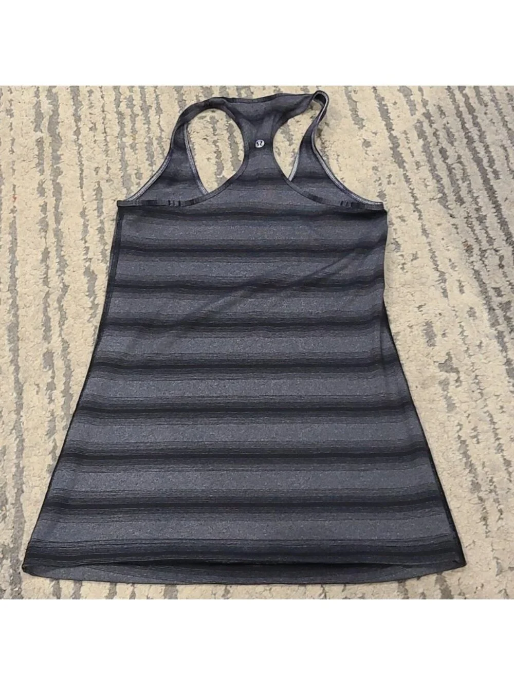 Lululemon Cool Racerback Capilano Stripe Heathered Deep Coal Black tank top